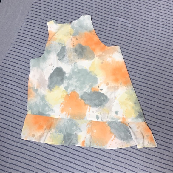 DKNY WATERCOLOR ASYMMETRICAL RUFFLE TOP - Picture 7 of 7